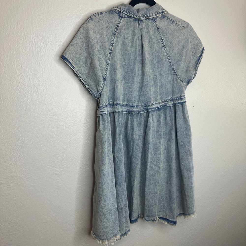 Free People Ronnie Denim‎ Mini Dress In Worn In Wash Size XS NWT - Picture 9 of 11